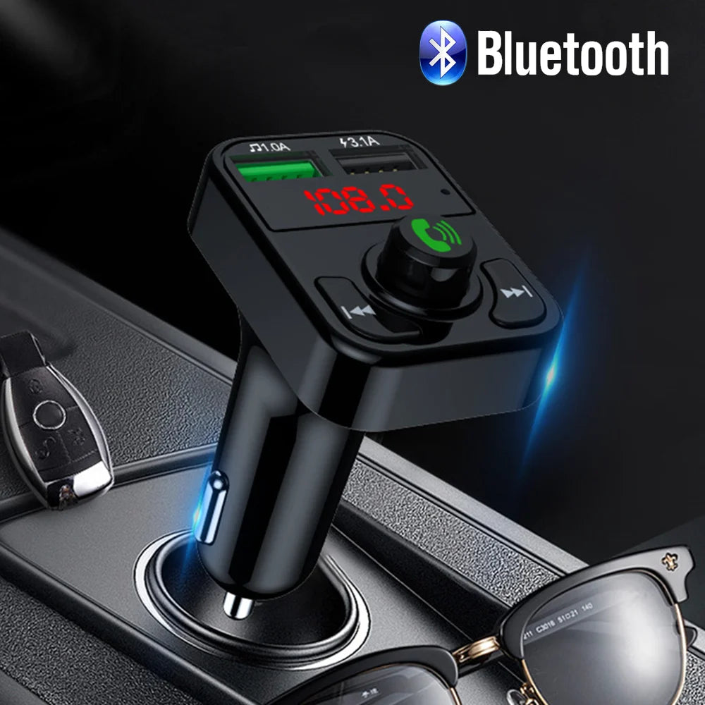 Car Handsfree Bluetooth 5.0 MP3 Player – FM Transmitter & USB Fast Charger
