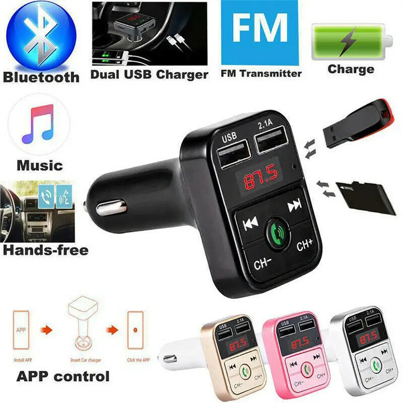Car Handsfree Bluetooth 5.0 MP3 Player – FM Transmitter & USB Fast Charger